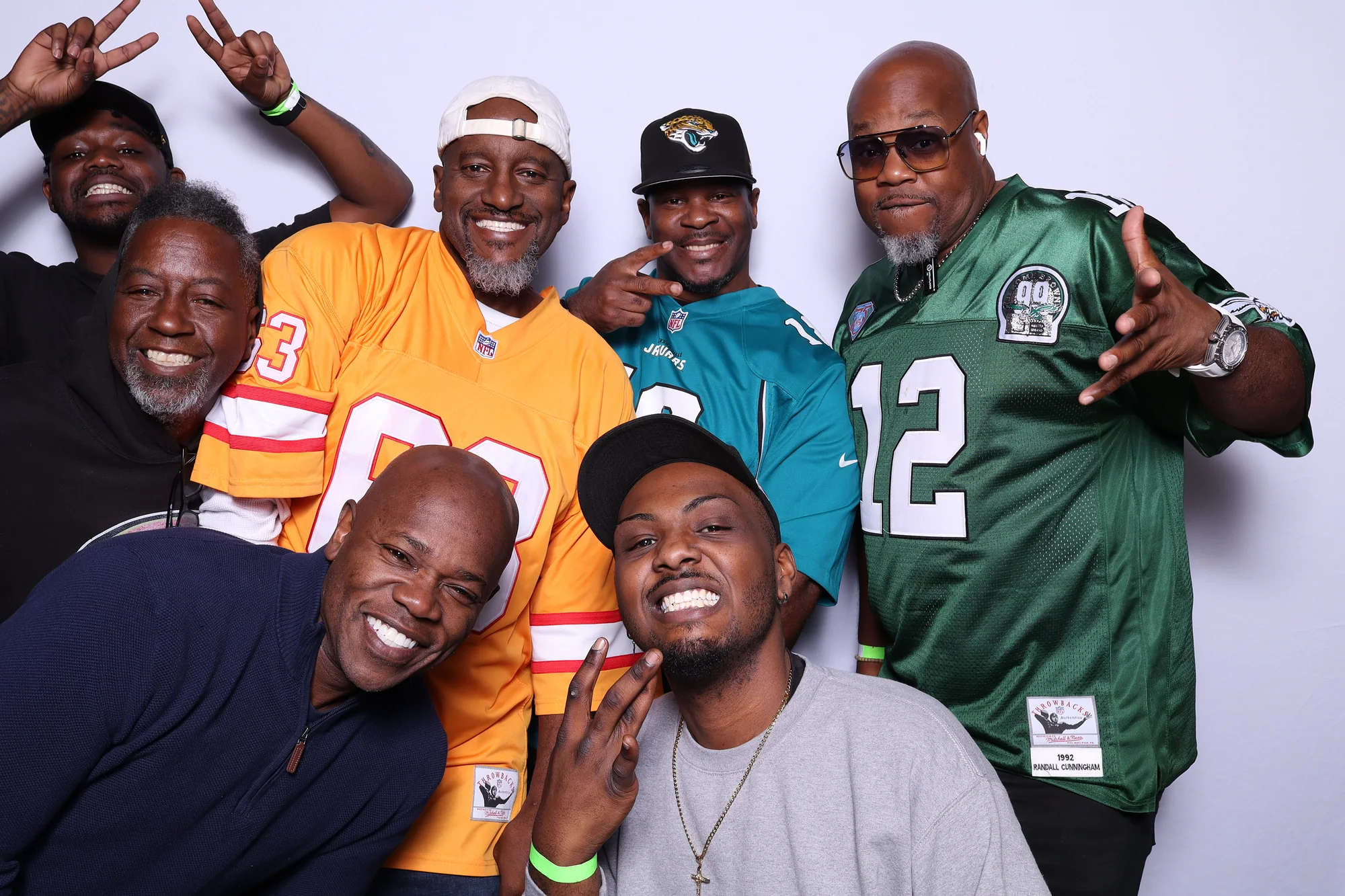 Guests at a Super Bowl watch party enjoying a RicheMoments photo activation